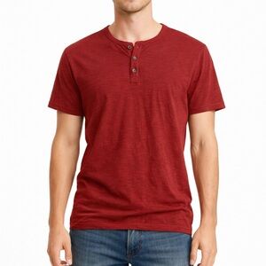 Marine Layer Men's Red Short Sleeve Slub Henley Tee Size Marge 38119